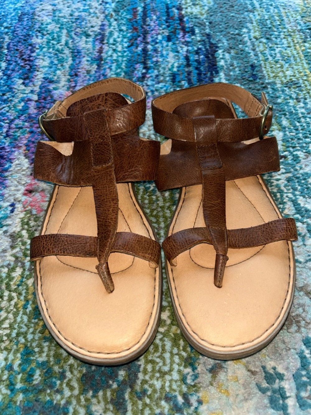 Born Brown Leather Ankle-Strap Sandals